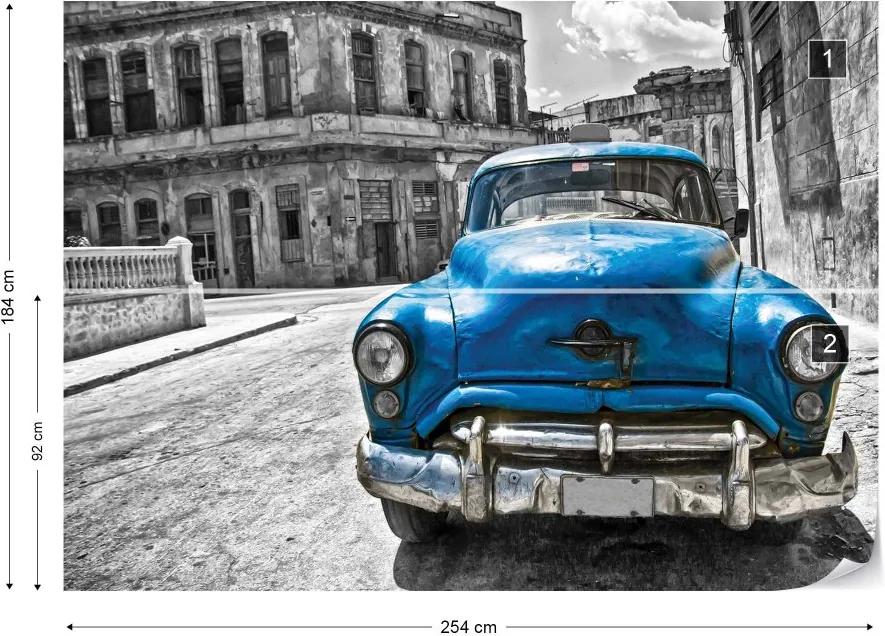 Fototapet GLIX - Vintage Car Cuba Havana Blue + adeziv GRATUIT Tapet nețesute - 254x184 cm