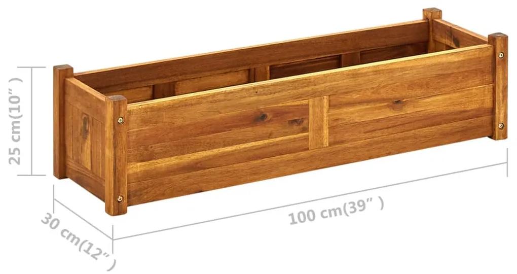 Strat inaltat de gradina, 100x30x25 cm, lemn de acacia 1, Maro, 100 x 30 x 25 cm
