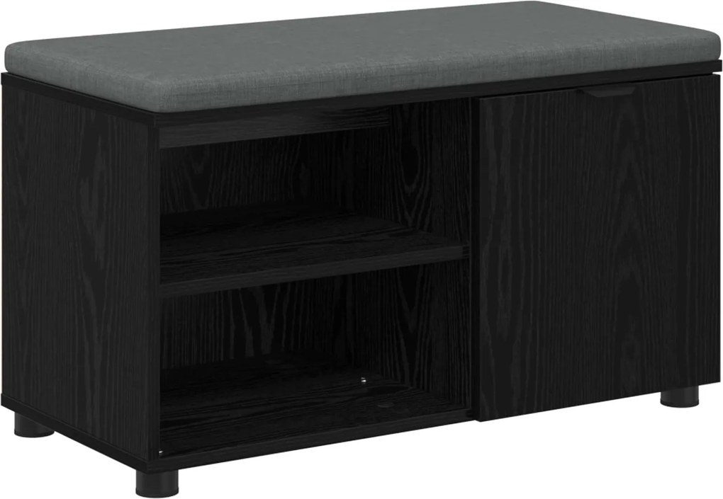 vidaXL Bancă pentru hol cu pernă cu raft Stejar Negru 80 x 38 x 46 cm