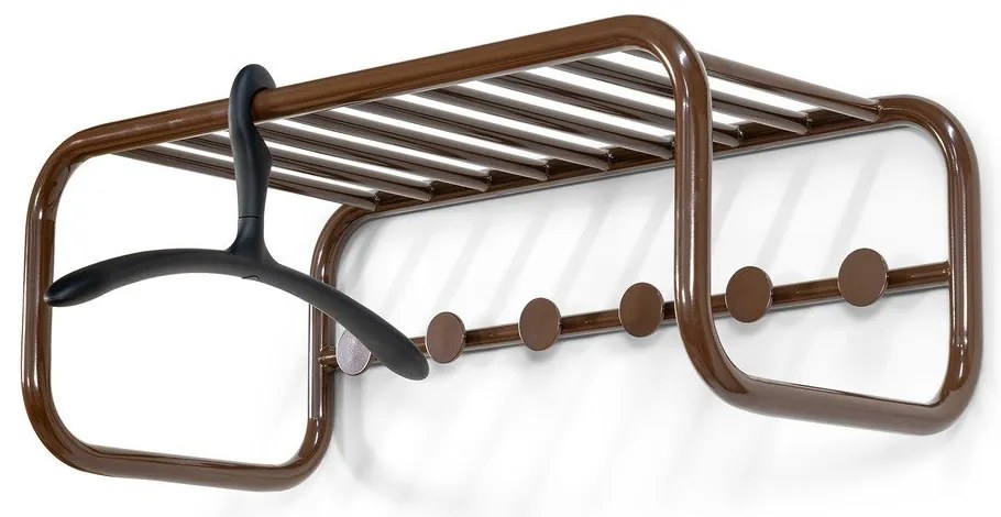 Cuier de perete maro închis cu raft din metal 72 cm Retro – Spinder Design