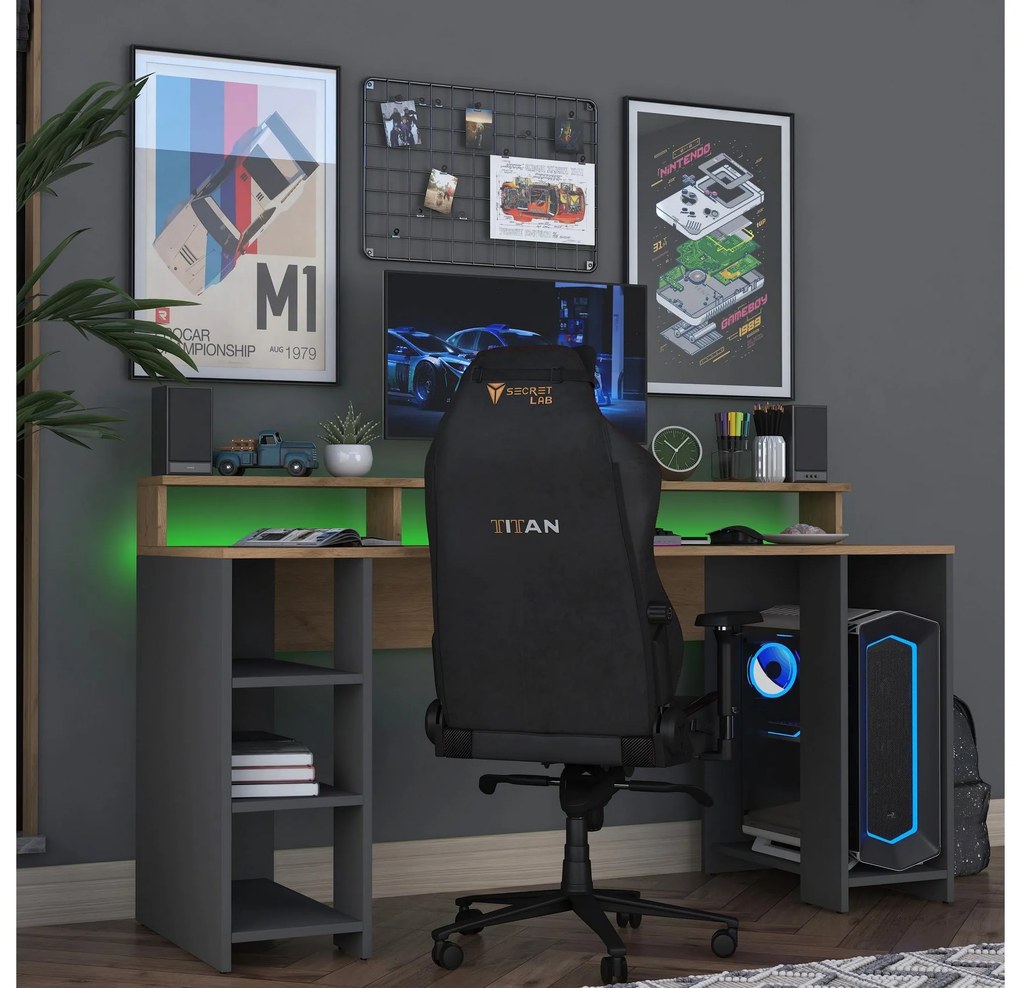 Masă PC Sikine 5 (nuc + antracit). 1095021