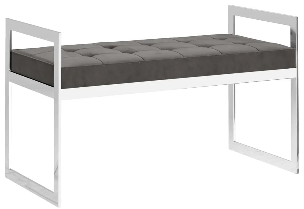 289042 vidaXL Bancă, gri, 97 cm, catifea și oțel inoxidabil