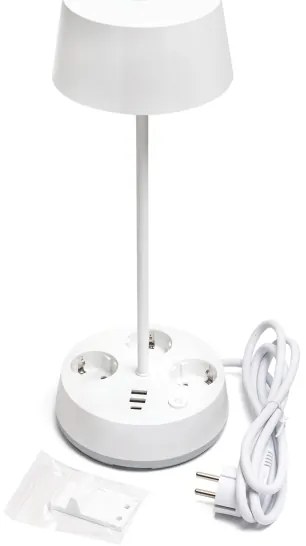 Aigostar - Lampă de birou LED dimmabilă cu prize și port USB LED/4,6W/230V alb