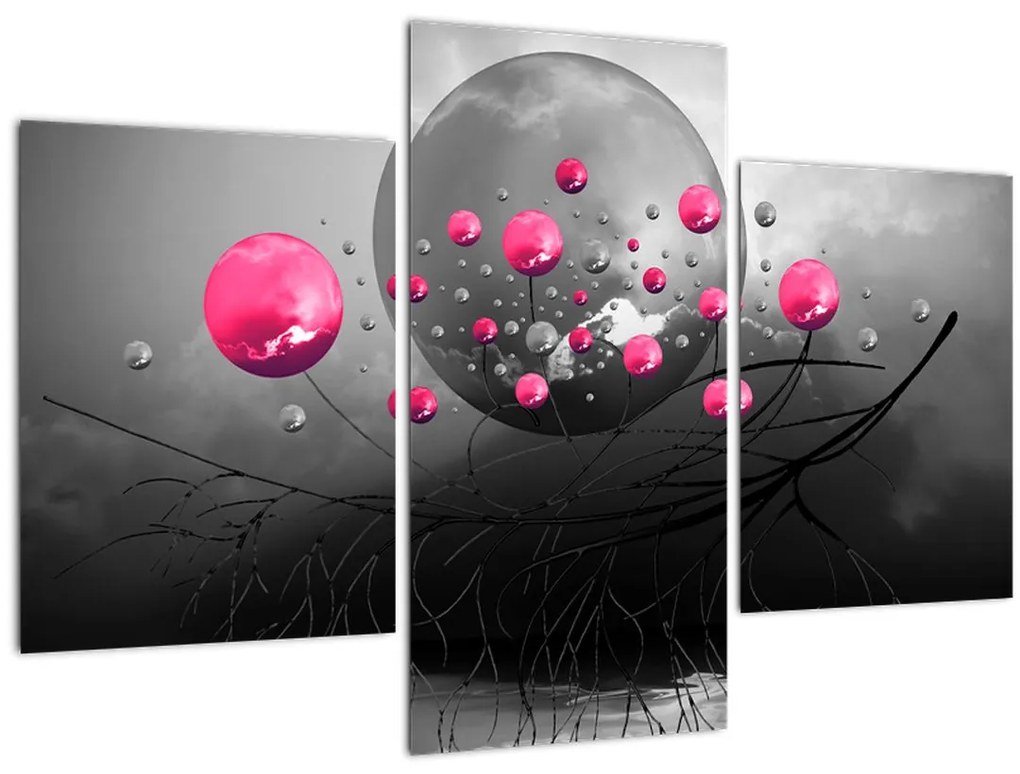Tabloul cu bile abstracte roz (90x60 cm)