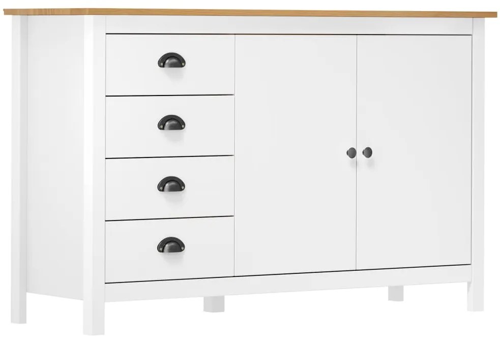 vidaXL Servantă Hill, alb, 130x40x80 cm, lemn masiv de pin