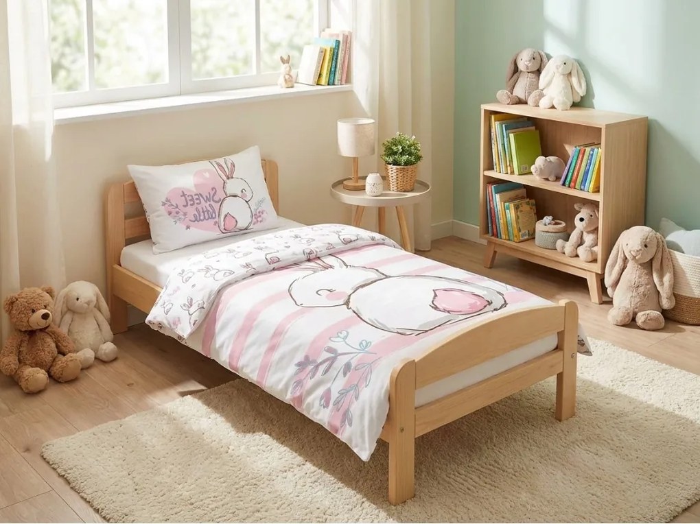 Lenjerie de pat din bumbac pentru patut BUNNY SWEET alb Dimensiune lenjerie de pat: 40 x 60 cm | 100 x 135 cm