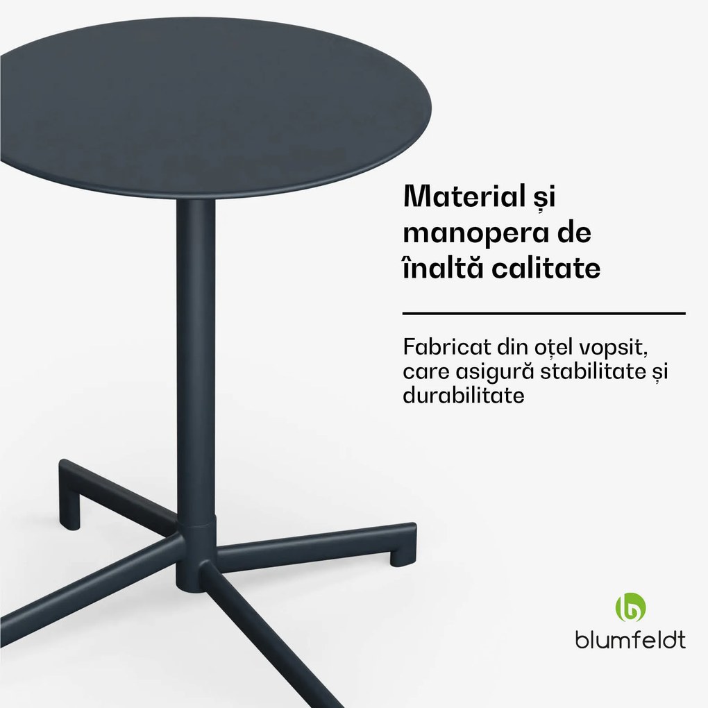 Blumfeldt UrbanEdge masă bistrot | masă în picioare | 60 cm | pliabilă | vopsită electrostatic | rezistentă la intemperii