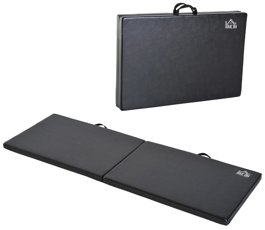 HOMCOM Tapet de Gimnastică Pliabil, Tapet Fitness Gros de 5 cm și Antialunecare, 180x60x5 cm, Negru | Aosom Romania