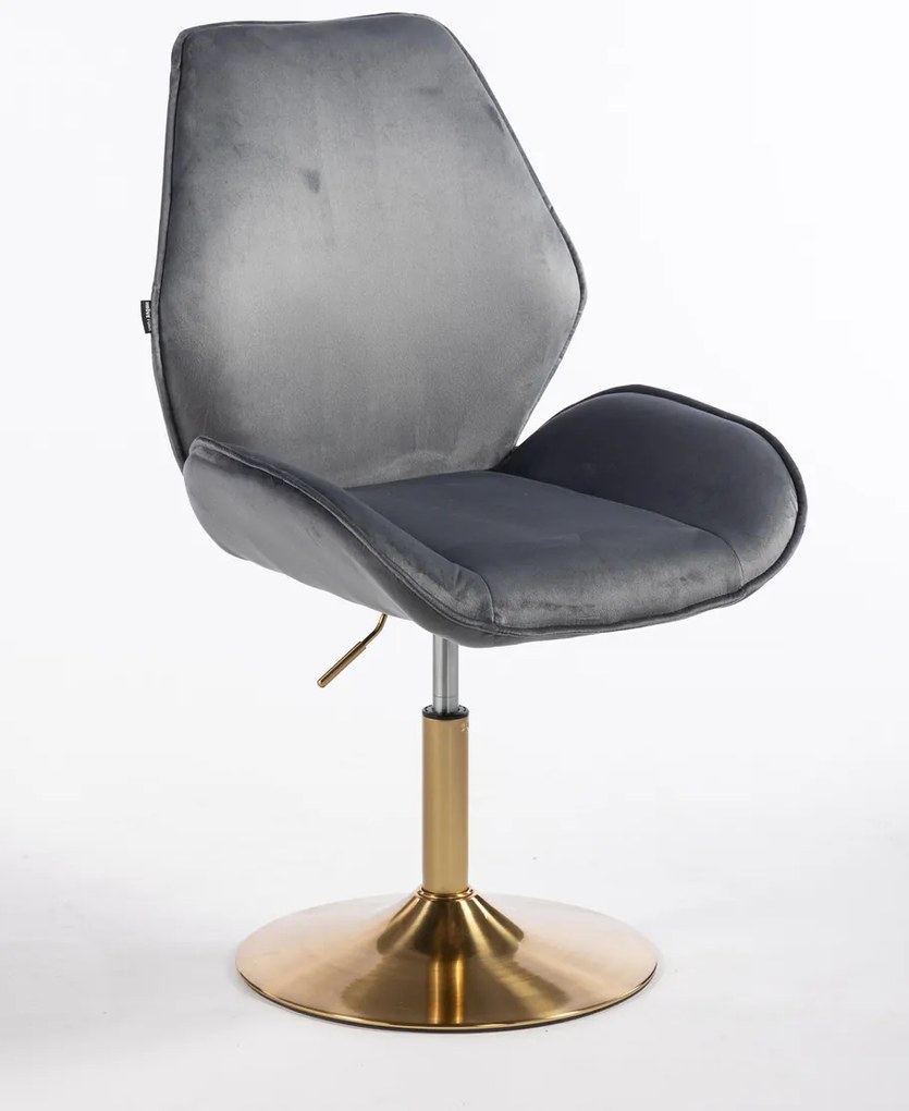 HR350N Scaun Grafit din Catifea Bază Aurie