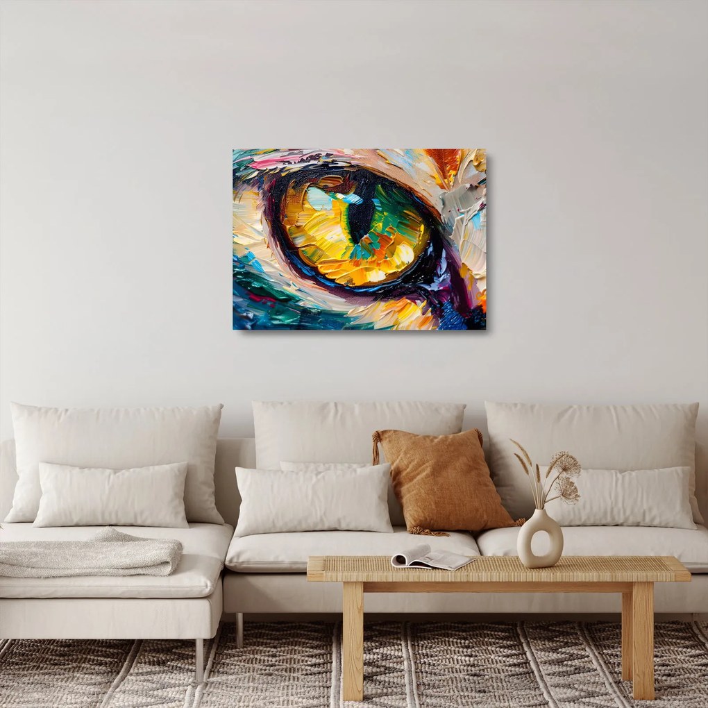 Tablou pe sticlă - Ochi de pisică Pictură (70x50 cm)