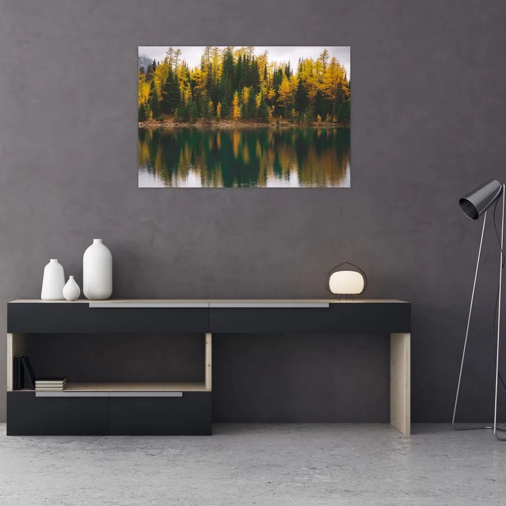 Tablou cu lac de pădure (90x60 cm)