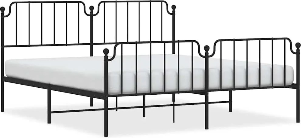 vidaXL Cadru pat metalic cu tăblii de cap/picioare , negru, 183x213 cm