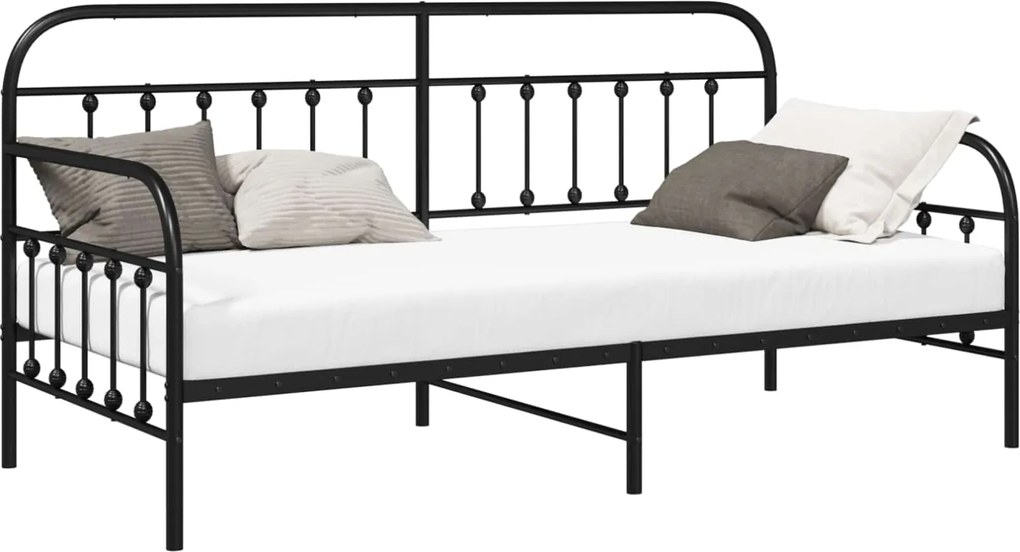 vidaXL Cadru de pat de zi Negru 90 x 200 cm Oțel vopsit electrostatic