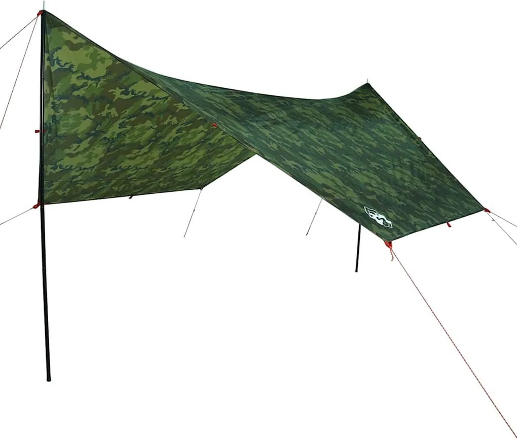 vidaXL Prelată de camping, camuflaj, 462x306x211 cm, impermeabilă