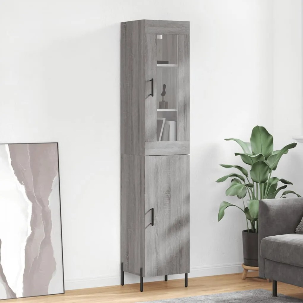 vidaXL Dulap înalt, gri sonoma, 34,5x34x180 cm, lemn prelucrat