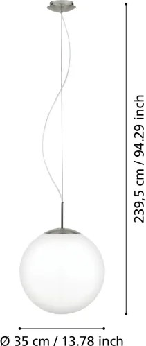 Eglo 63269 - Pendul pe cablu PIEDALE, 1xE27/60W/230V, Ø 35 cm, crom mat