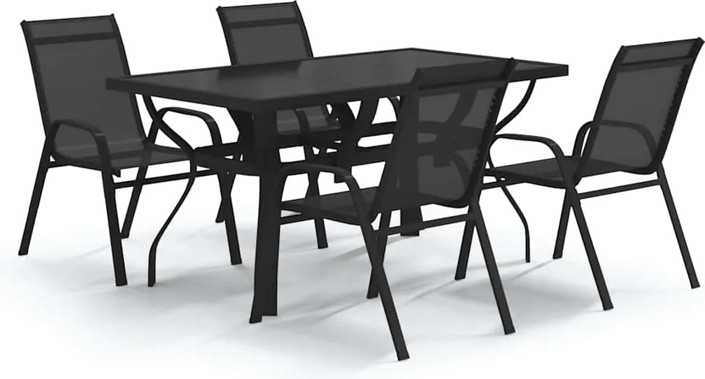vidaXL Set de servit masa pentru grădină, 5 piese, negru