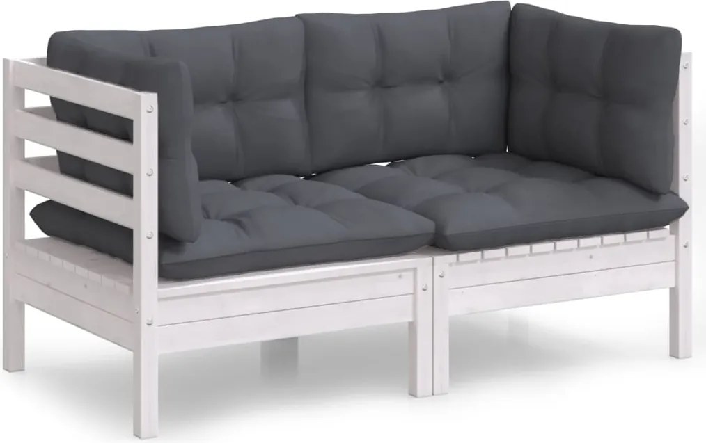 vidaXL Canapea de grădină cu 2 locuri, perne antracit, lemn masiv pin