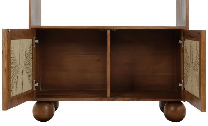 Etajera, maro, din lemn de acacia si rattan, Oasis