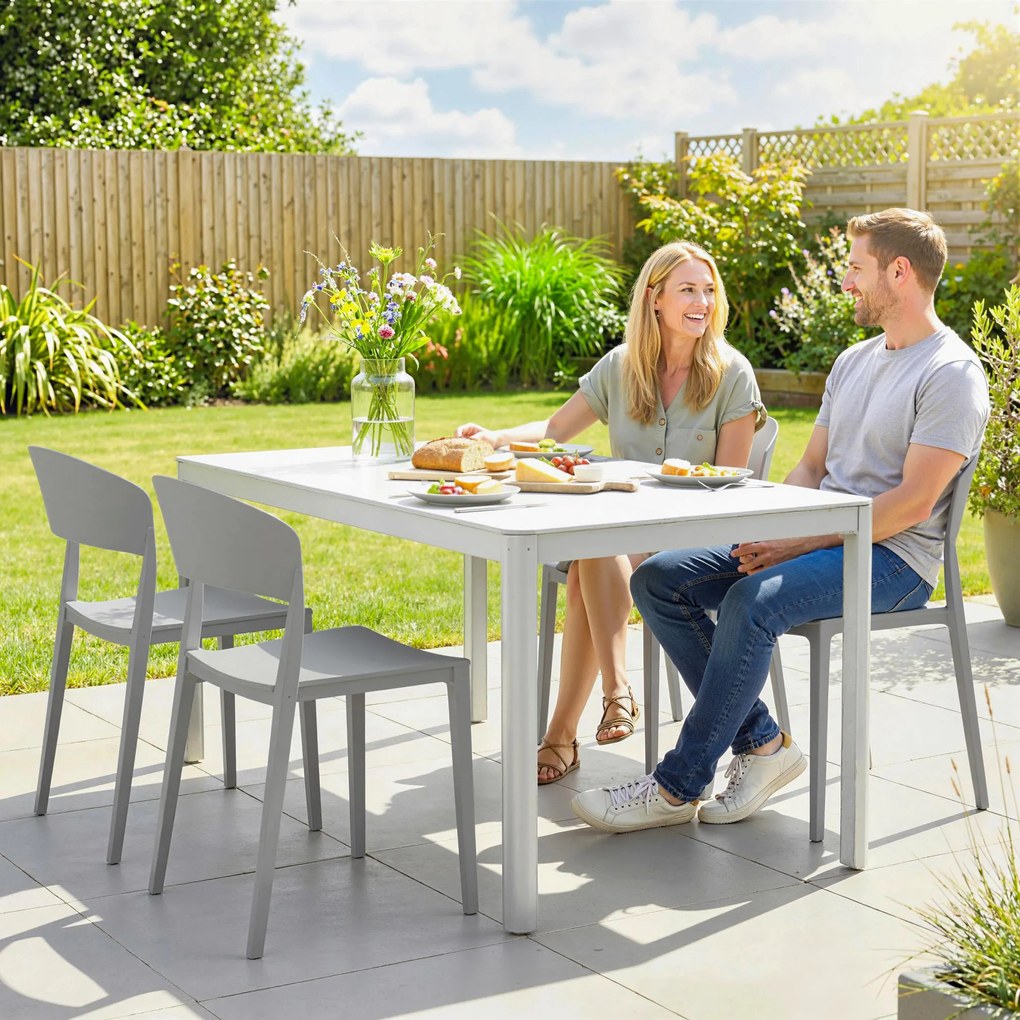 Outsunny Set 4 Scaune Grădină Outsunny, Stivuibile, Structură pp Potrivite pentru Toate Sezoanele | Aosom Romania