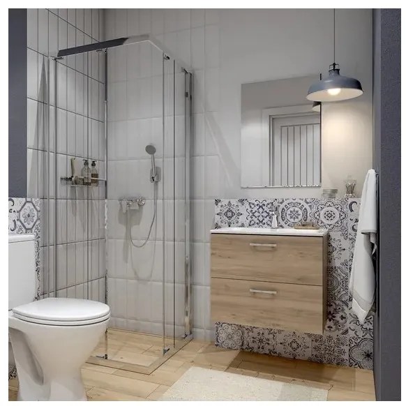 Cersanit S801-458 - Dulap suspendat de baie cu lavoar NIKO 50x40 cm nuc