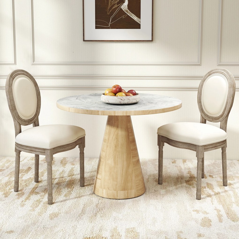 HOMCOM Set 2 Scaune Capitonate Vintage, Design Elegant, pentru Living sau Sufragerie, Albe | Aosom Romania