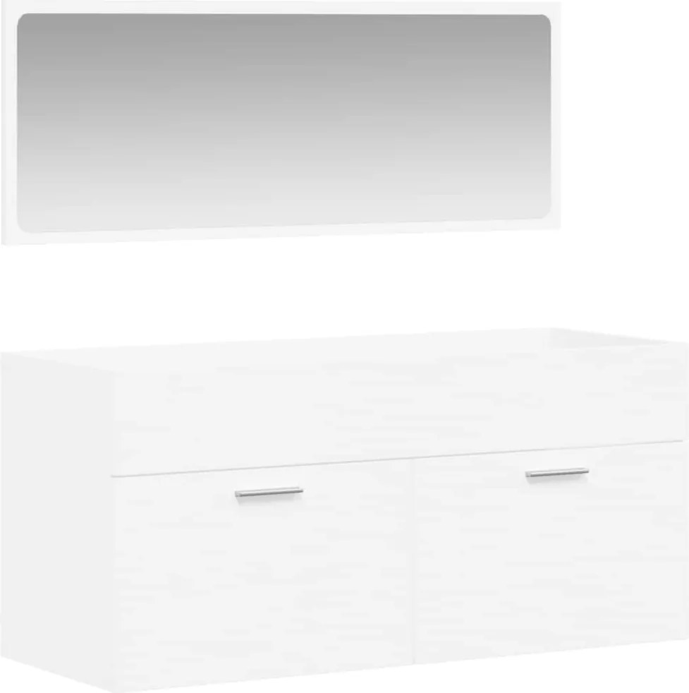 vidaXL Dulap de baie cu oglindă, alb, lemn prelucrat