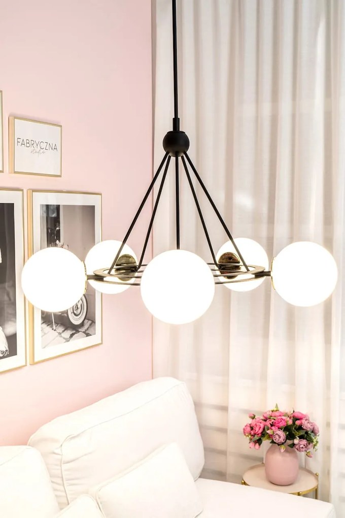 Lustra suspendata 5L eleganta AMALFI negru
