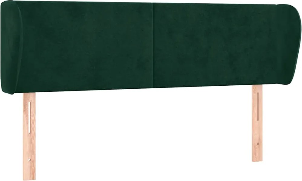vidaXL Tăblie de pat cu aripioare verde închis 147x23x78/88 cm catifea