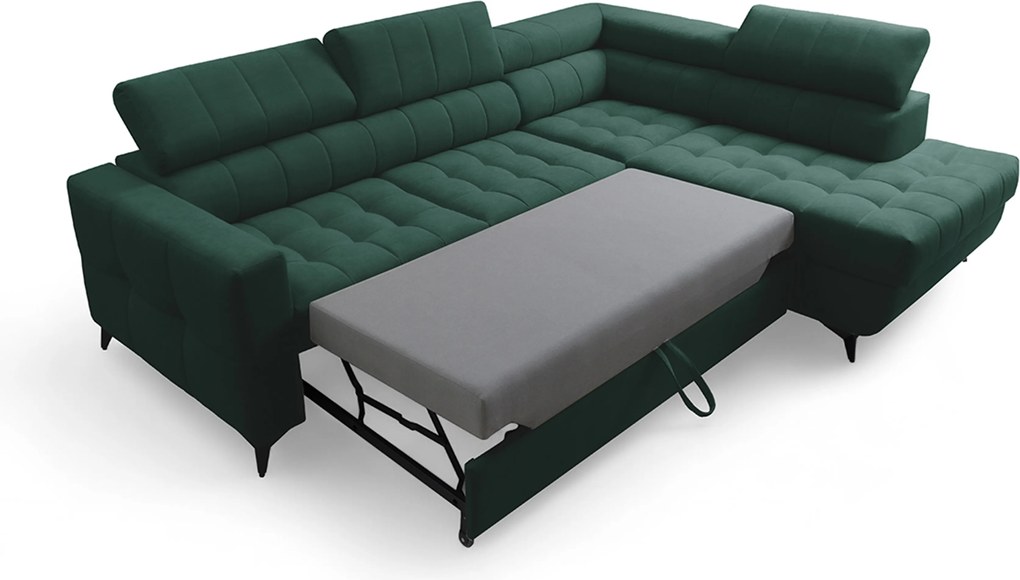 Colțar extensibil Nardo L dreapta - verde catifea Bluvel 78