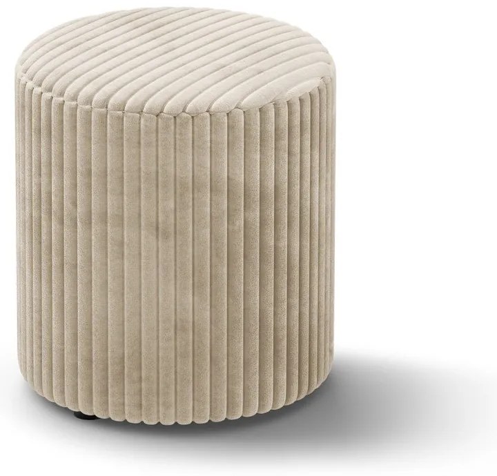 Taburet bej cu tapițerie din catifea reiată Dia – Micadoni