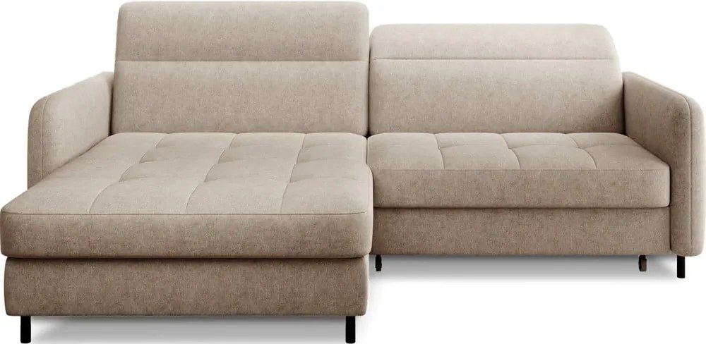 Colțar bej extensibil/cu spațiu de depozitare cu tapițerie din chenille (cu colț pe partea stângă/cu șezlong) Gomsi – ELTAP