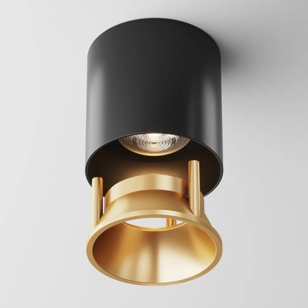 Spot LED aplicat, plafoniera dimabil design tehnic Alfa negru 7cm, 3000K