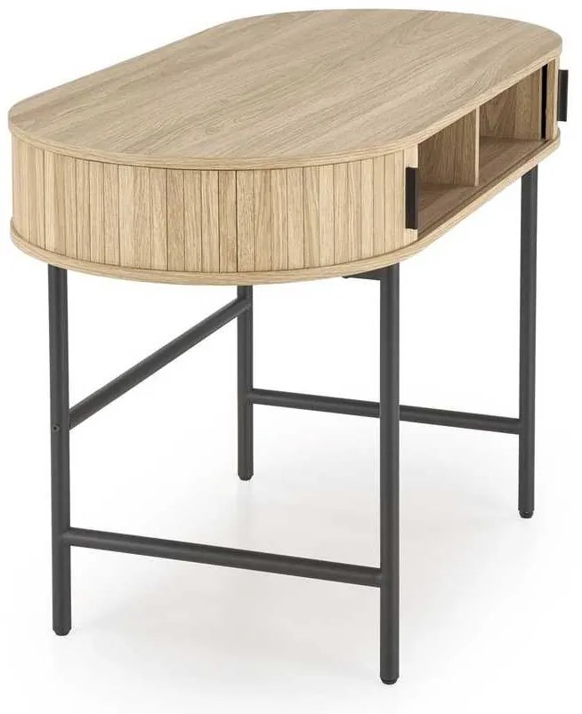 Birou Sebby, lemn natural / negru