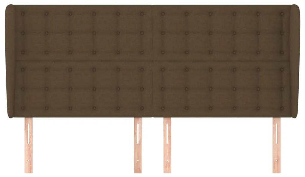 Tablie de pat cu aripioare maro inchis 183x23x118 128 cm textil 1, Maro inchis, 183 x 23 x 118 128 cm