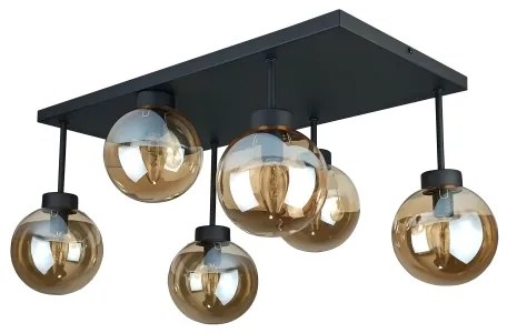 Lustră aplicată DEA 6xE14/60W/230V negru/bej fumuriu