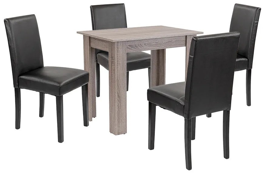 Set de masă Leon 4+1 stejar York-negru