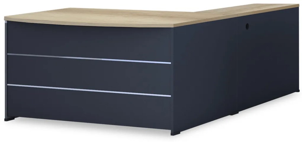 Birou Lotus Oak, Antracit 180x160x75 cm