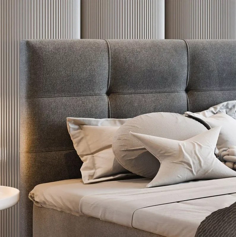 Pat tapițat boxspring GLORIEN 100x200 cm purpuriu Saltele: Saltea cu arcuri Bonell