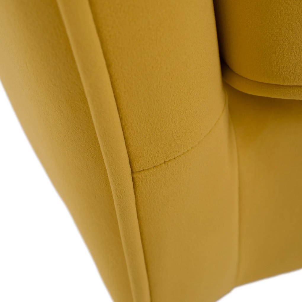 Fotoliu de design, ţesătură Velvet galbenă/gold crom auriu, EZIO