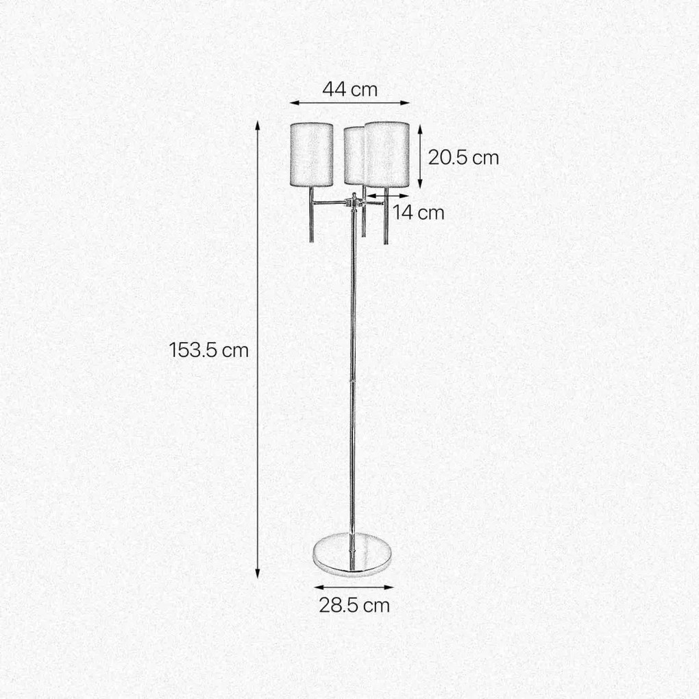 Lampadar cu 3 brate din alama cu abajur albastru Sofis