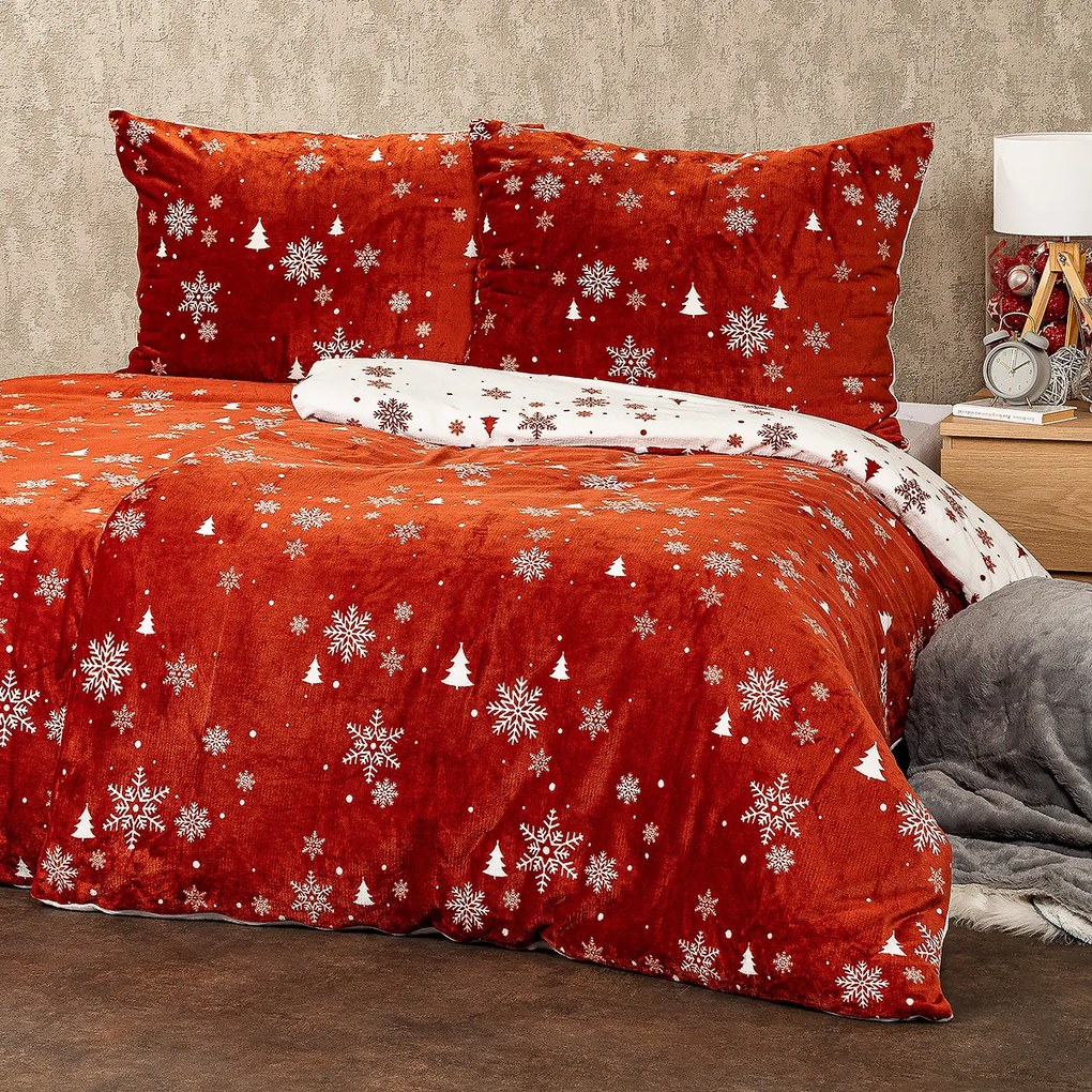 Lenjerie de pat micro-flanelă 4Home Happy winter, 160 x 200 cm, 70 x 80 cm