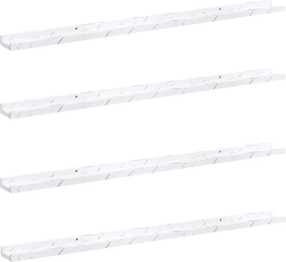vidaXL Raft de perete 4 pcs Marmură albă 115 x 9 x 3 cm Lemn compozit