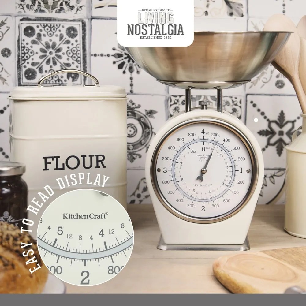 Cântar de bucătărie Kitchen Craft Living Nostalgia, 4 kg, crem