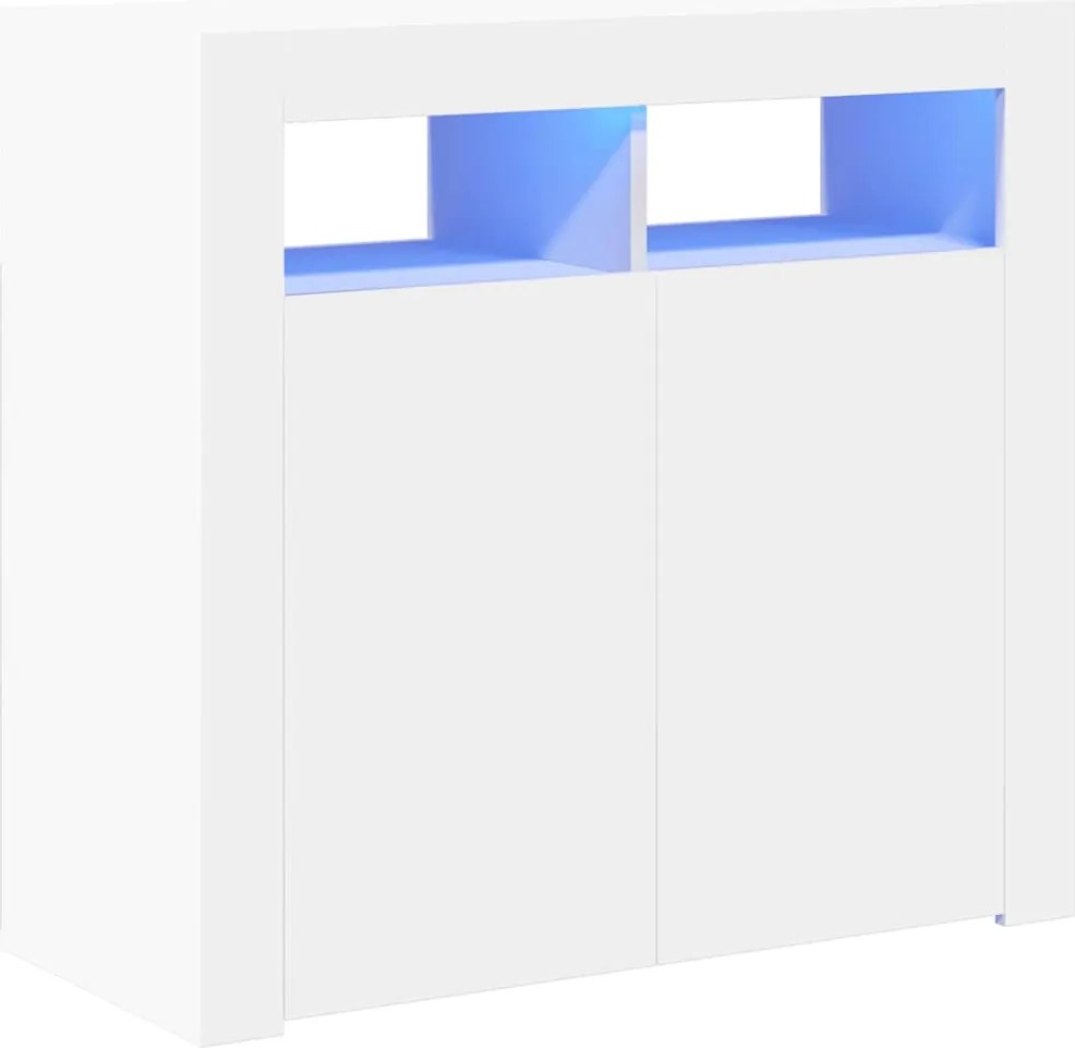 vidaXL Servantă cu lumini LED, alb, 80x35x75 cm