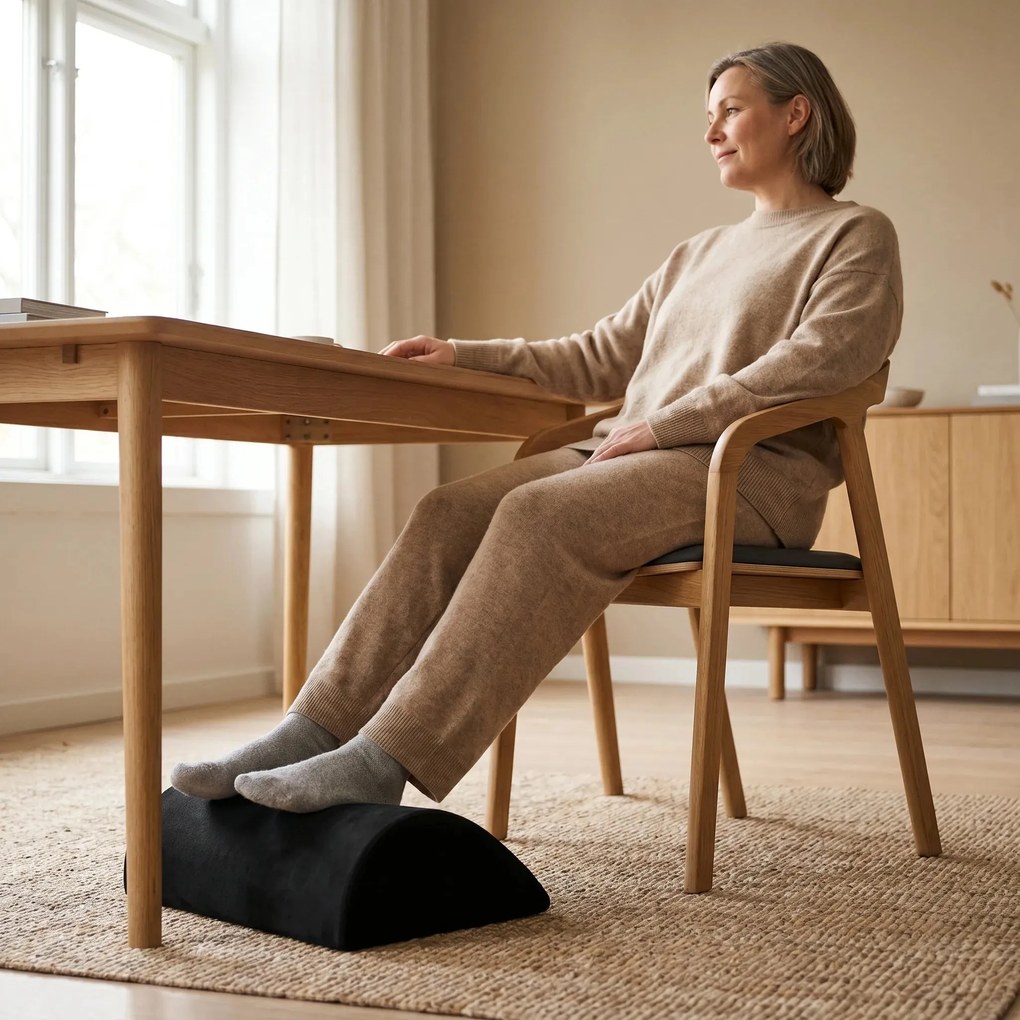 Perna/suport ortopedic pentru picioare ORTO 200 memory foam, husa catifea, Negru
