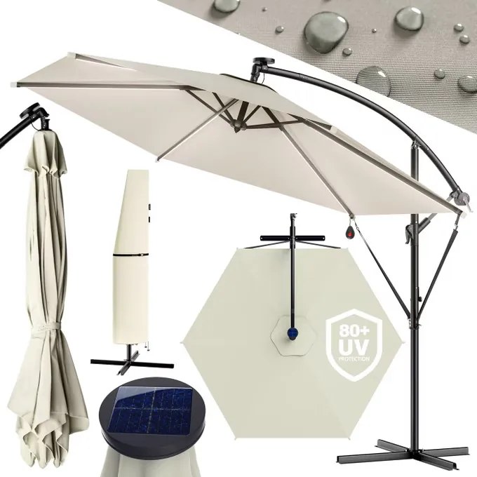 Deuba Umbrelă solară Mali cu LED Ø330 cm - crem