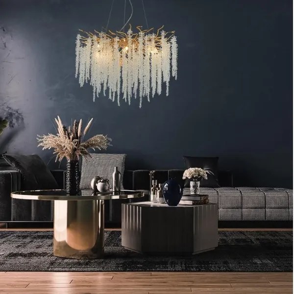 Lustră de cristal pe cablu 13xG9/40W/230V auriu