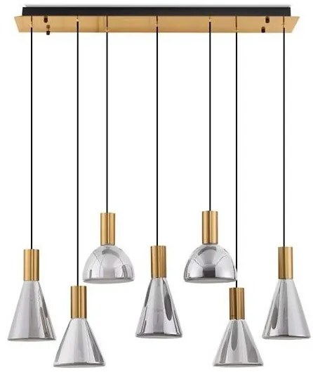 Lustra moderna cu 7 pendule LED, Metal, Sticla, Fumuriu, Voi