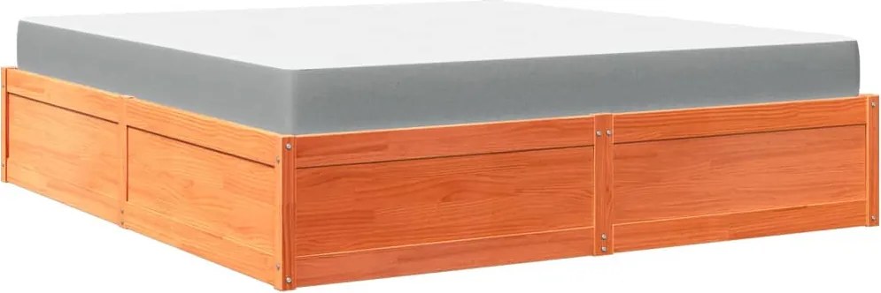 vidaXL Pat cu saltea, maro ceruit, 180x200 cm, lemn masiv pin
